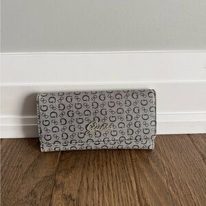 Guess Signature Monogram Fold Wallet in Gray and Black